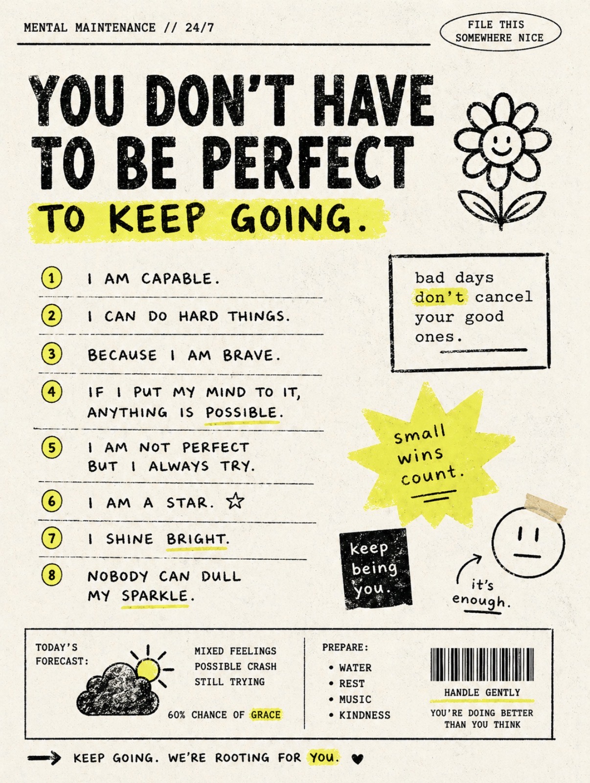 you don't have to be perfect to keep going.